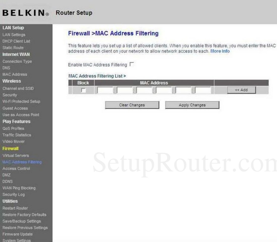 Mac address filtering hp printer